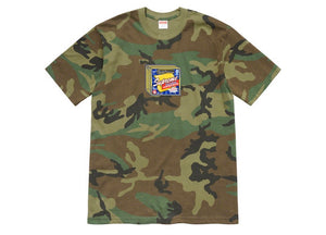 This is a SW 19 release.  Supreme Cheese Tee in Woodland Camo color. For sale www.believeshops.com